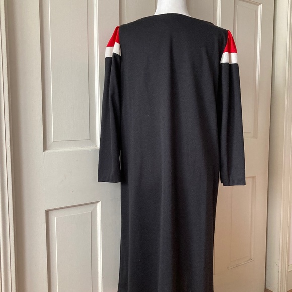 Vintage 1960s Sears Black Dress Blocked Red/White Knit Mod Dress SZ 14 - Picture 6 of 11